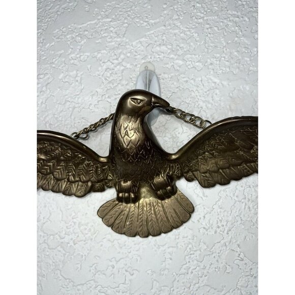 Vintage Large Wall Hanging Solid Brass Flying Eagle Plaque 18” Long Patriotic - Picture 4 of 11